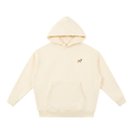 French Bulldog boxy hoodie in Apricot with a small embroidered-look French Bulldog on the left chest