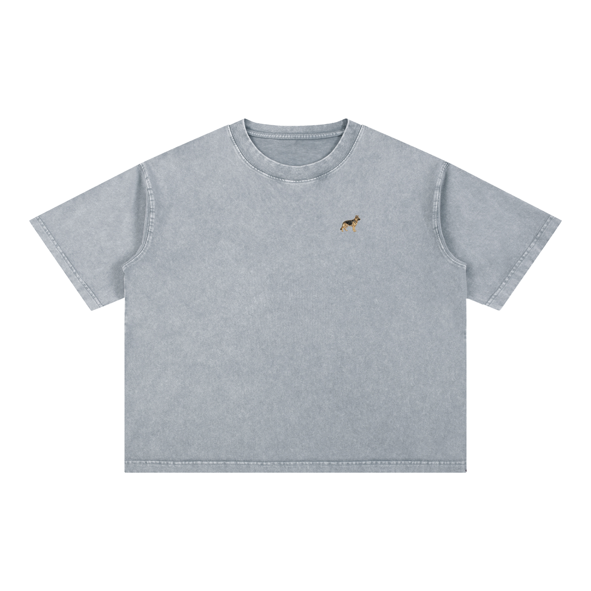 German Shepherd t-shirt in Light Grey with a small embroidered-look German Shepherd on the left chest