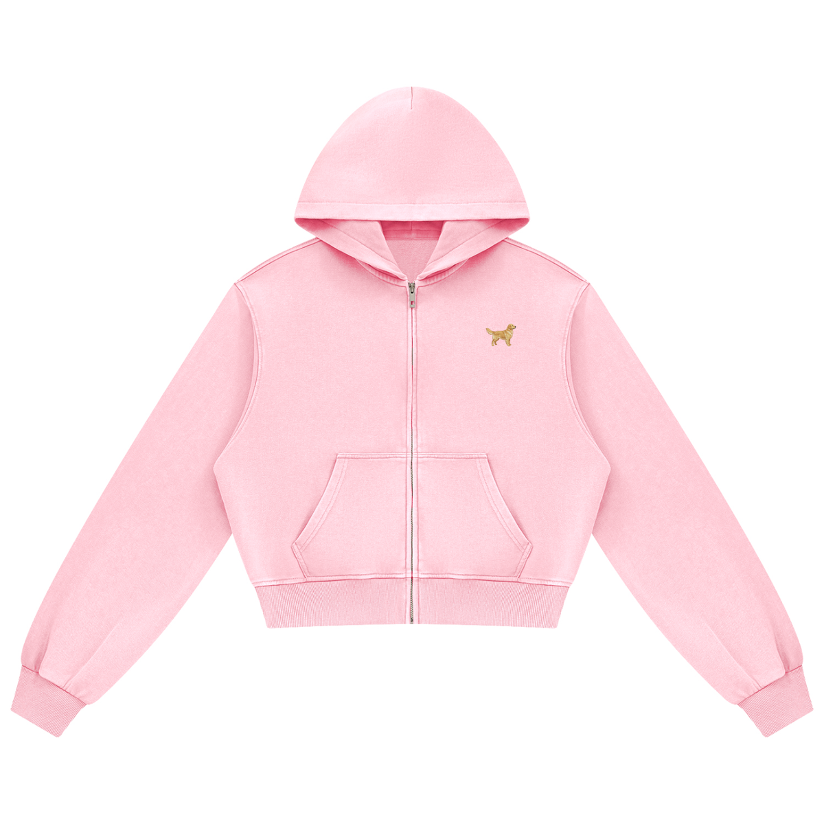 Golden retriever zip hoodie in Pink