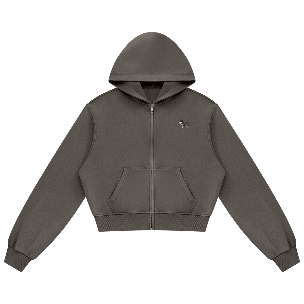 Miniature schnauzer zip hoodie in Coffee