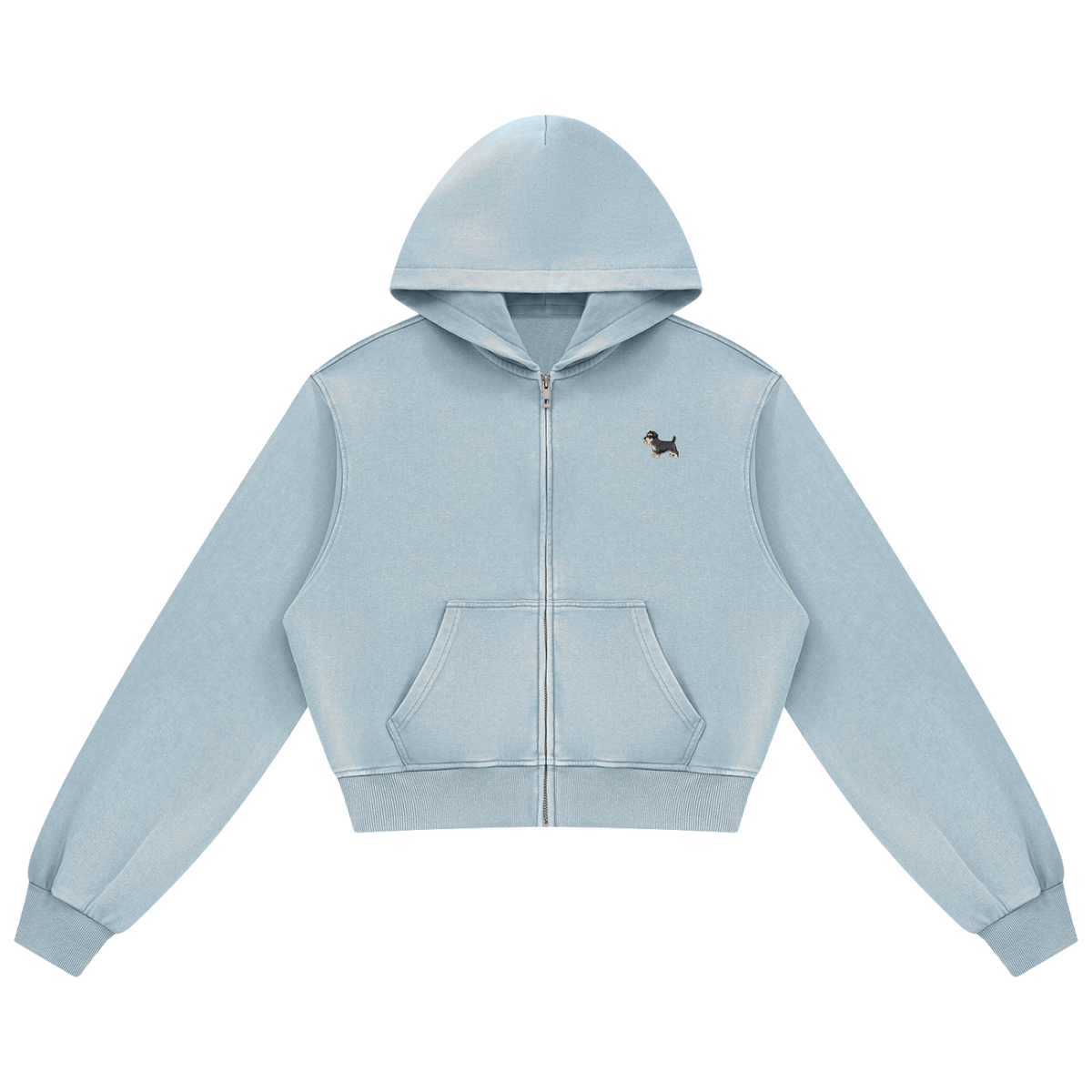 Miniature schnauzer zip hoodie in Haze Blue