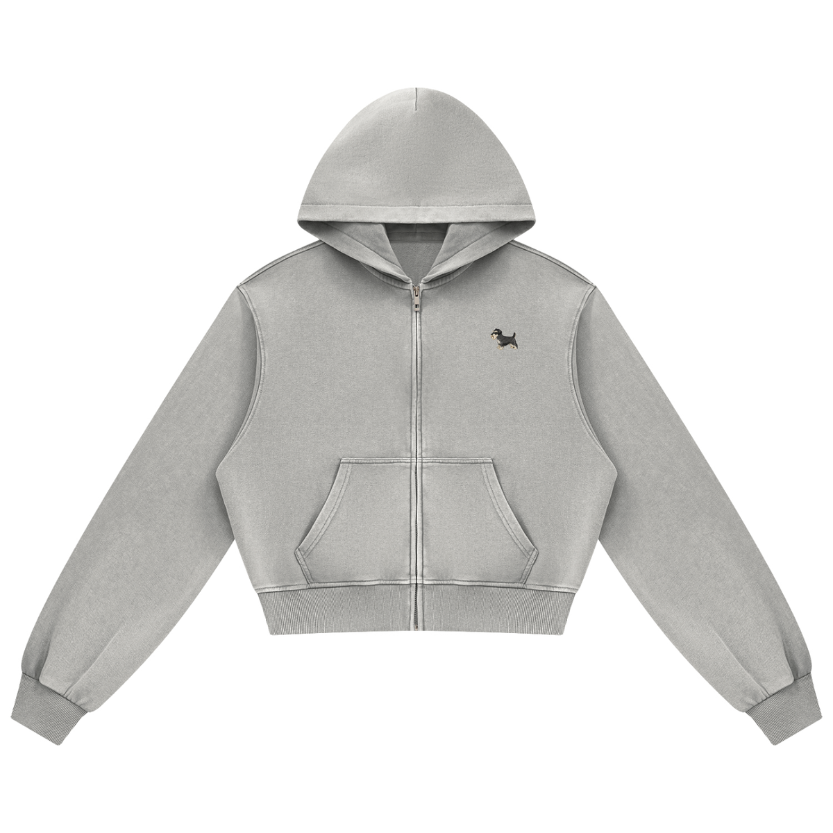 Miniature schnauzer zip hoodie in Light Grey