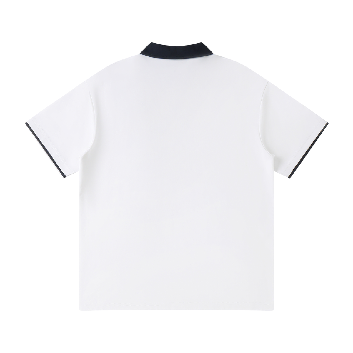 Contrast collar polo shirt with a small Vintage, Not Old badge on the chest