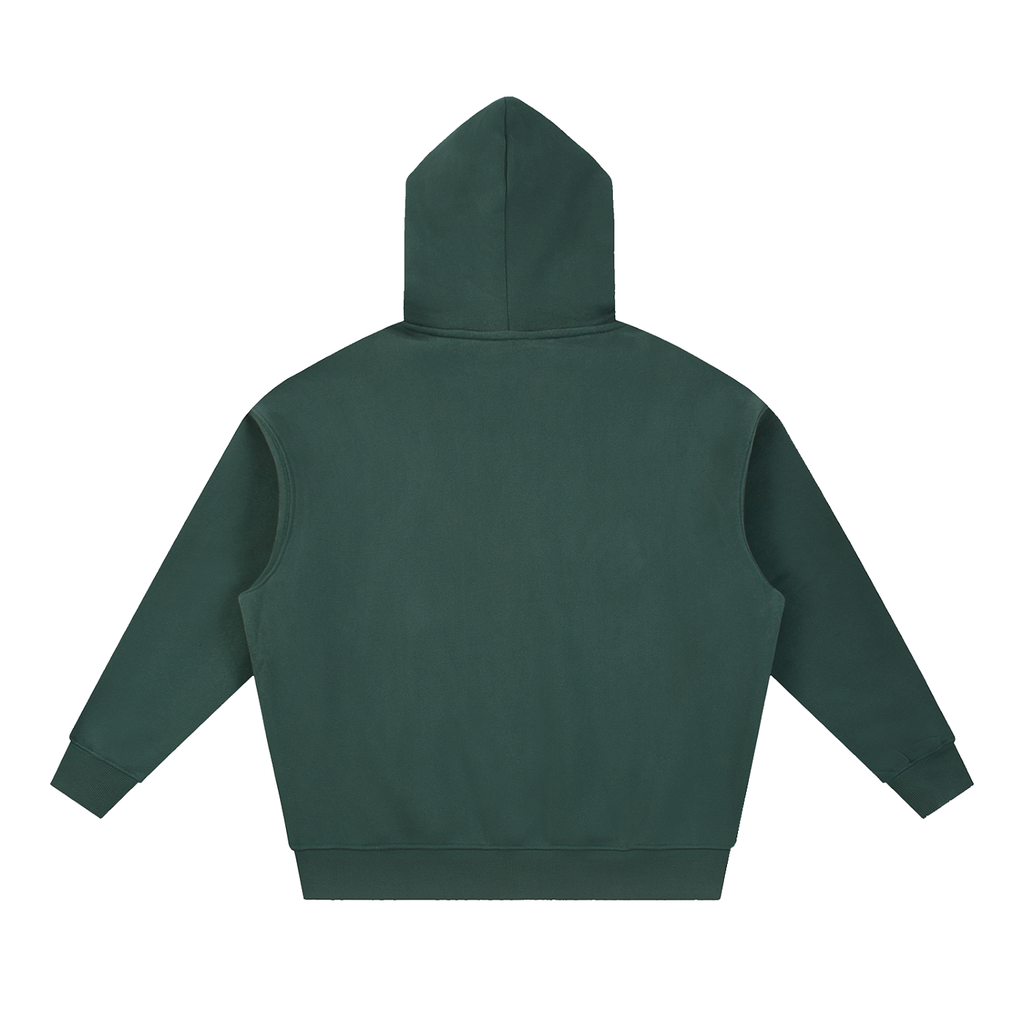 Plain back of the Labrador boxy hoodie in Dark Green