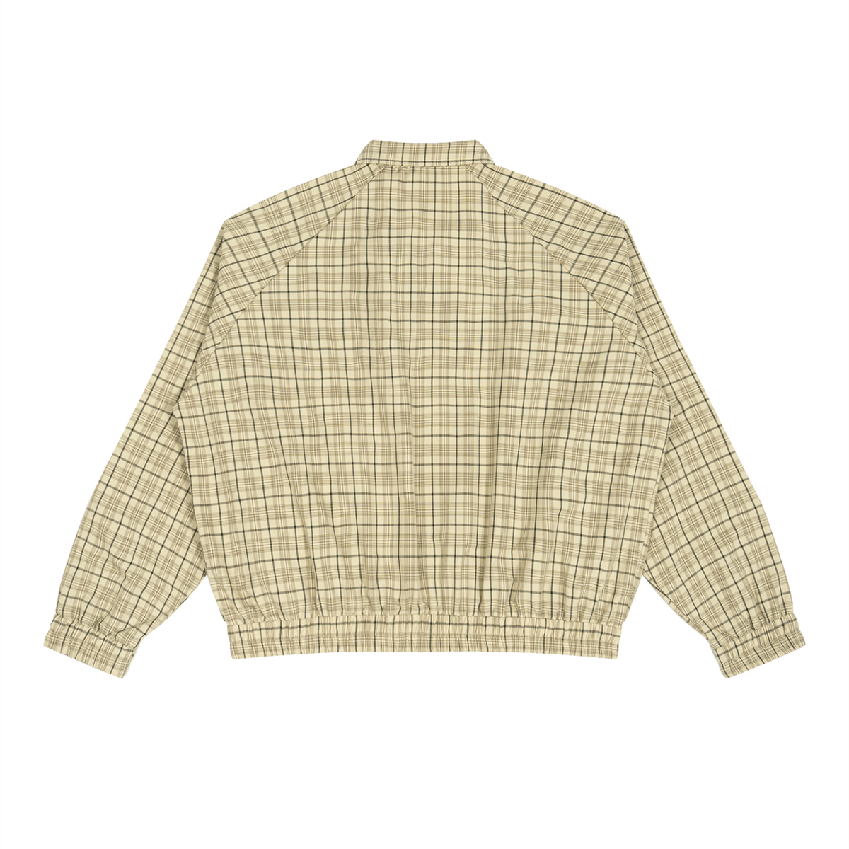 Check Harrington jacket with a faded Union Jack badge on the chest