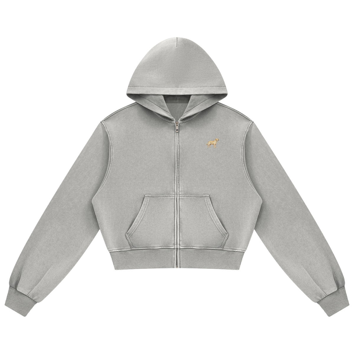 Labrador zip hoodie in Light Grey with a small embroidered-look Labrador on the left chest
