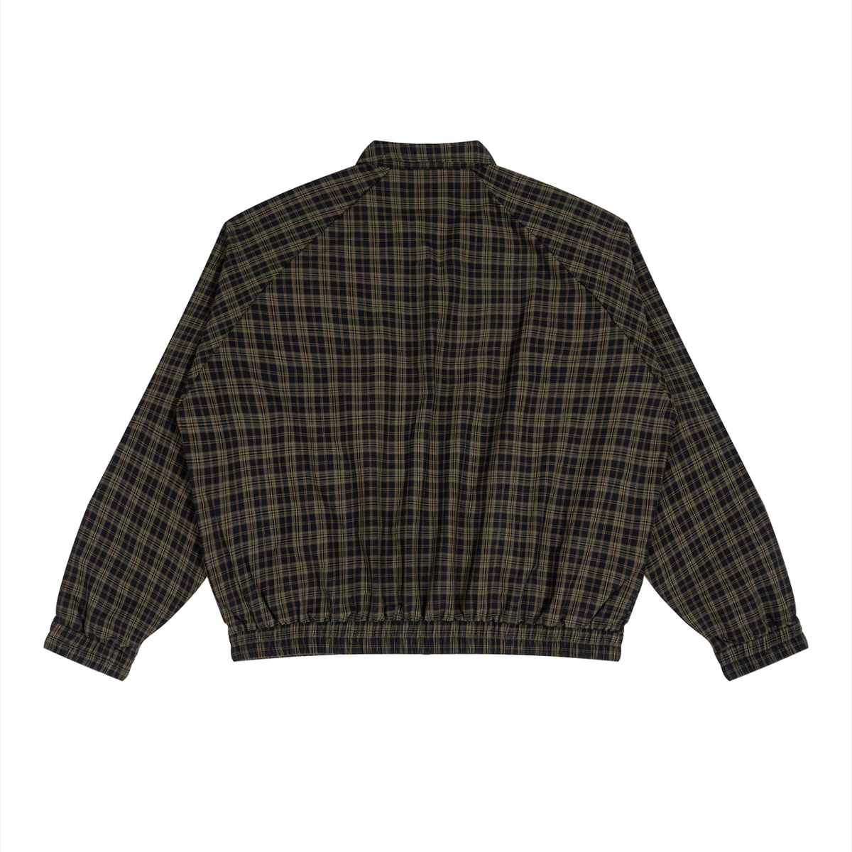 Check Harrington jacket with a faded Union Jack badge on the chest