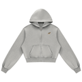 German Shepherd zip hoodie in Light Grey with a small embroidered-look German Shepherd on the left chest